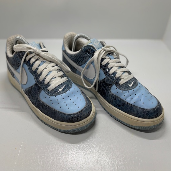 Nike Air Force 1 Low Blue Leather Sneakers Women’s 9 Vintage - Picture 2 of 12